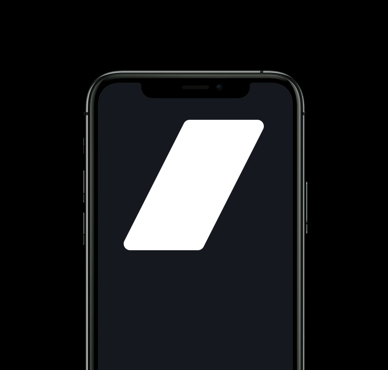 Smartphone med stri.be-logo på skærmen